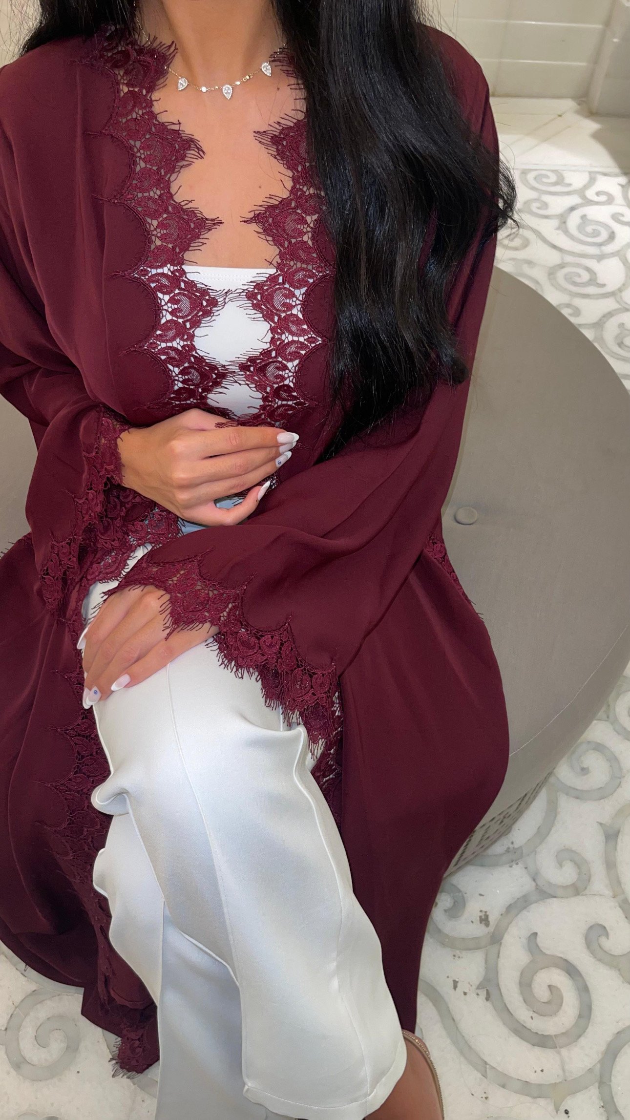 Maroon Azure Abaya - Image 2