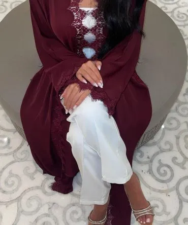 Maroon Azure Abaya