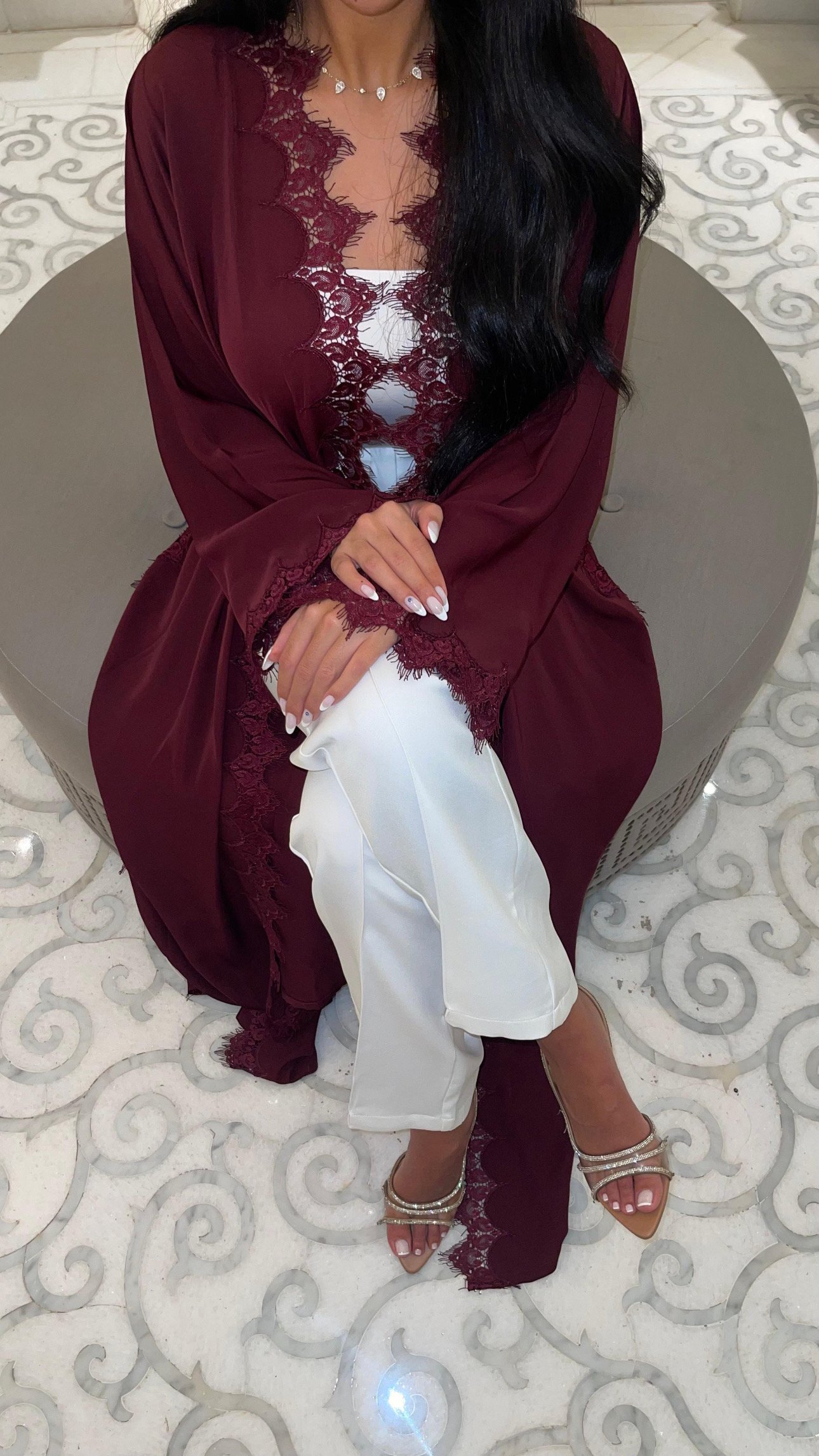 Maroon Azure Abaya