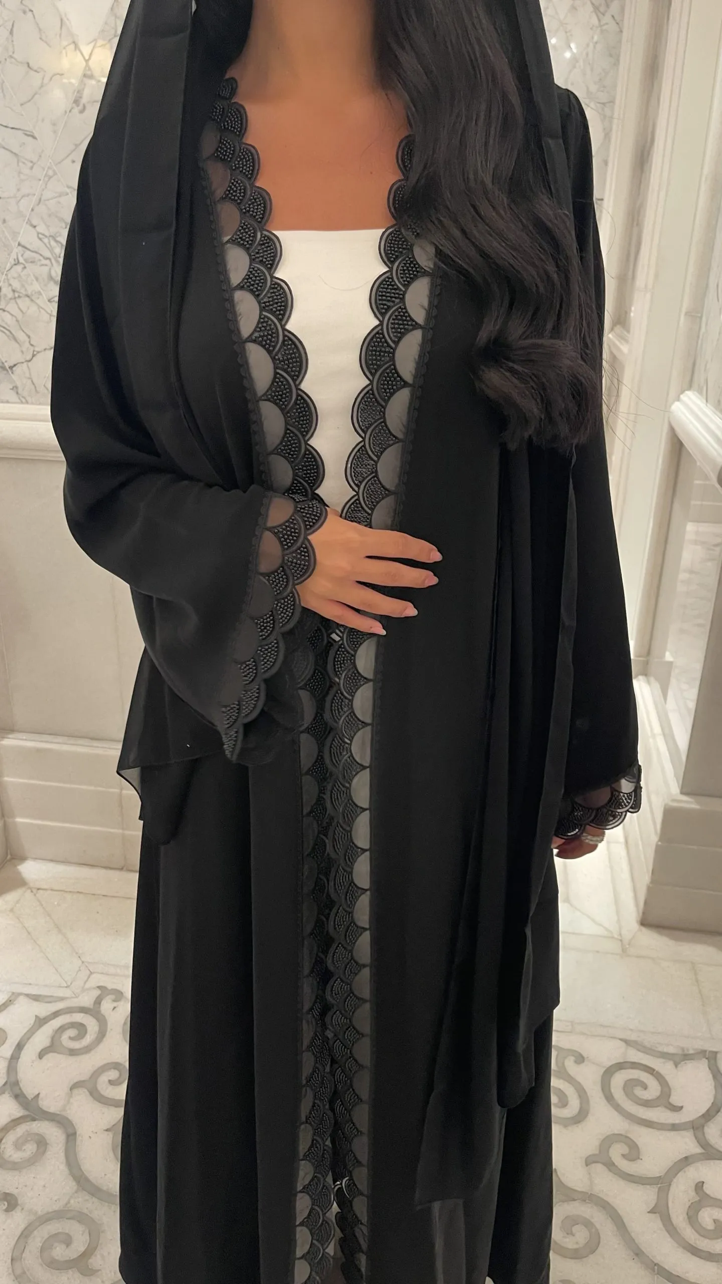 Black shells abaya