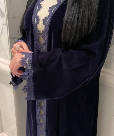 Navy Blue Velvet Abaya