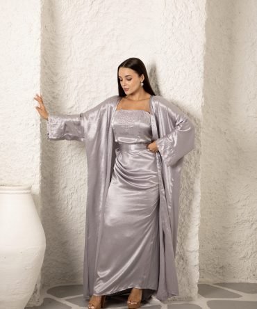 Purple Rhinestone Abaya Set