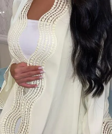 Yellow Creme Waves Abaya