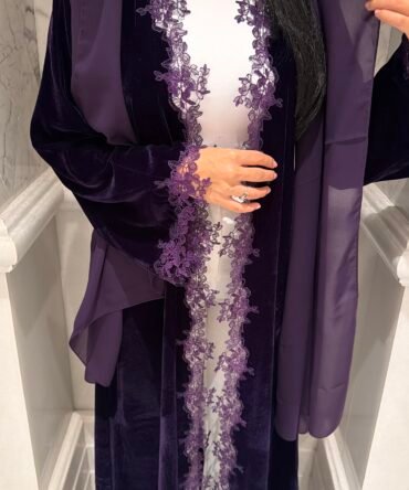 Purple velvet abaya