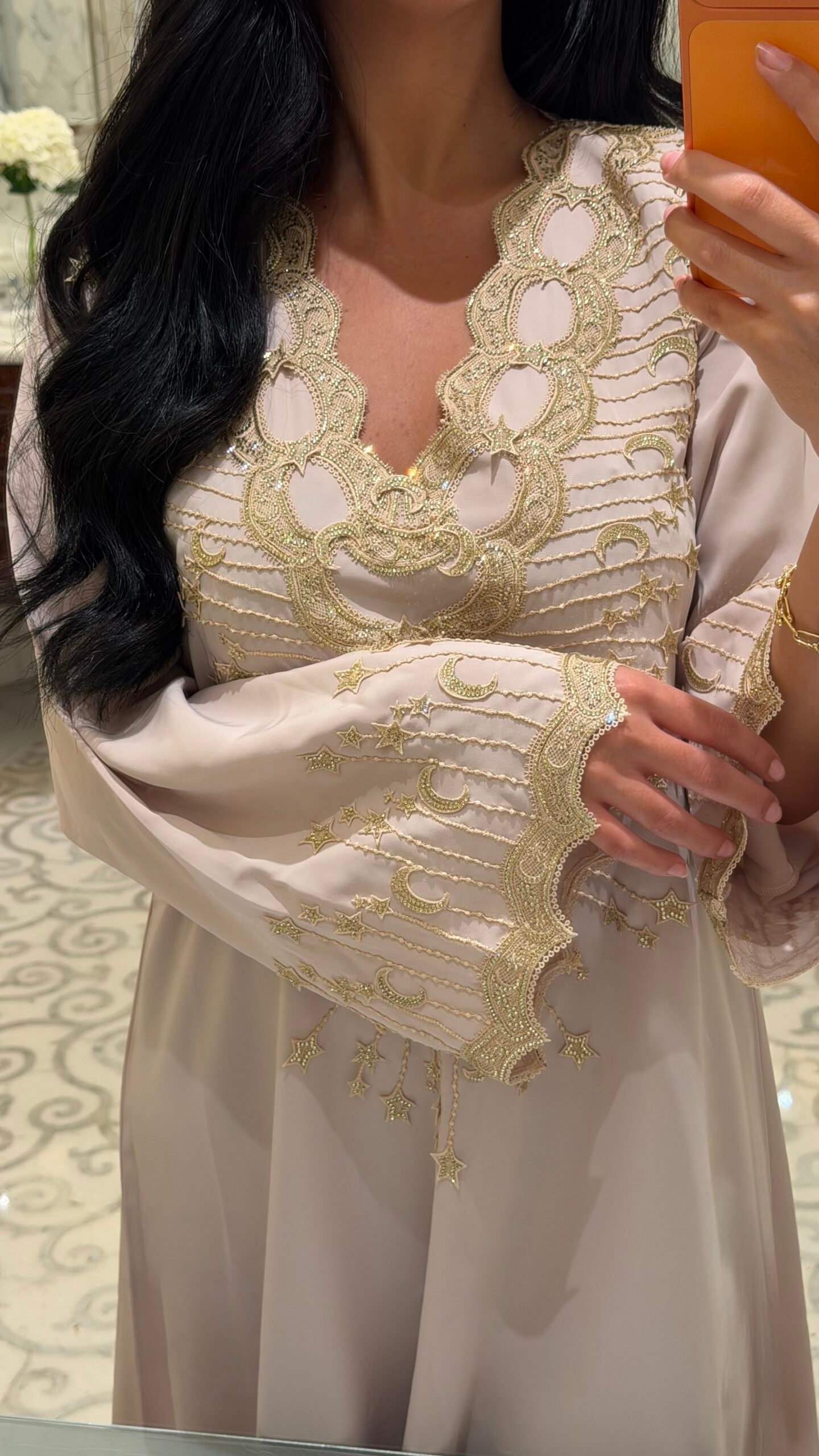 Under the stars beige dress