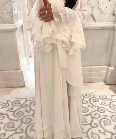 White ruffles abaya