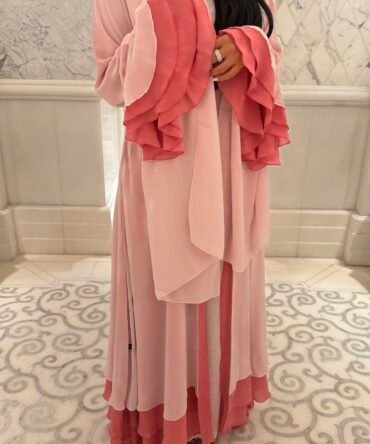 Pink ruffles abaya