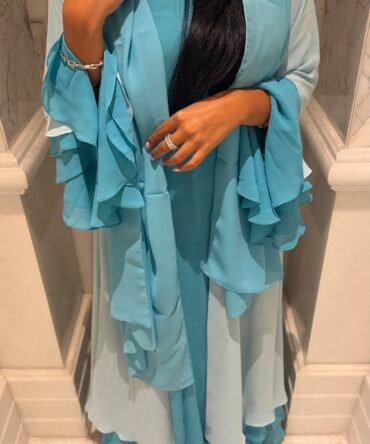 Blue ruffles abaya